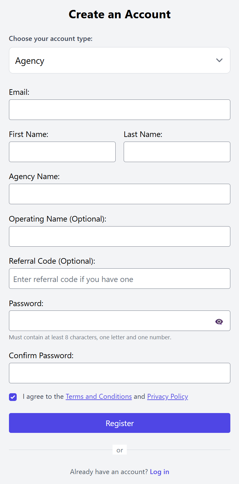Select "Agency" and fill in the required informati - Image 1