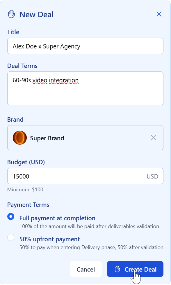 Insert the required information, then click on "Cr - Image 1