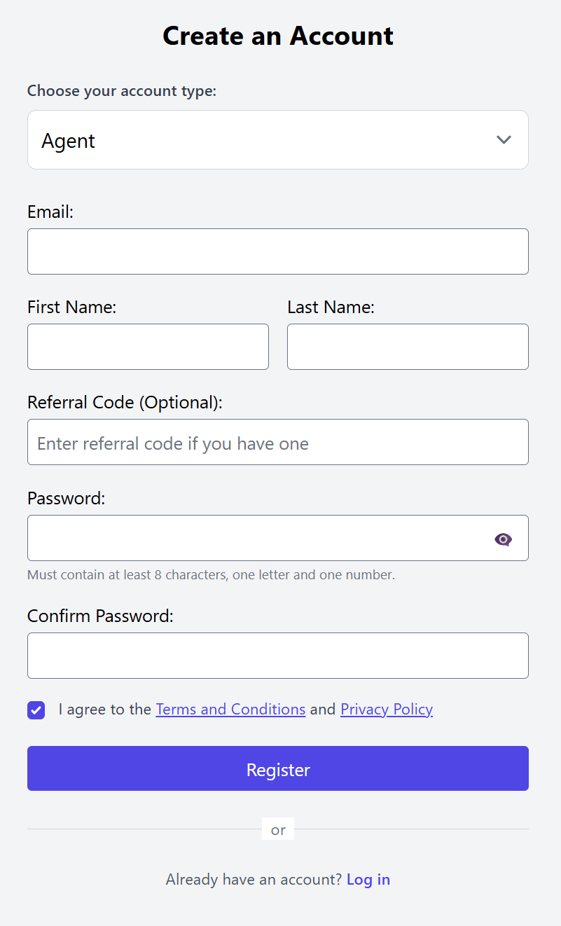 Select "Agent" and fill in the required informatio - Image 1