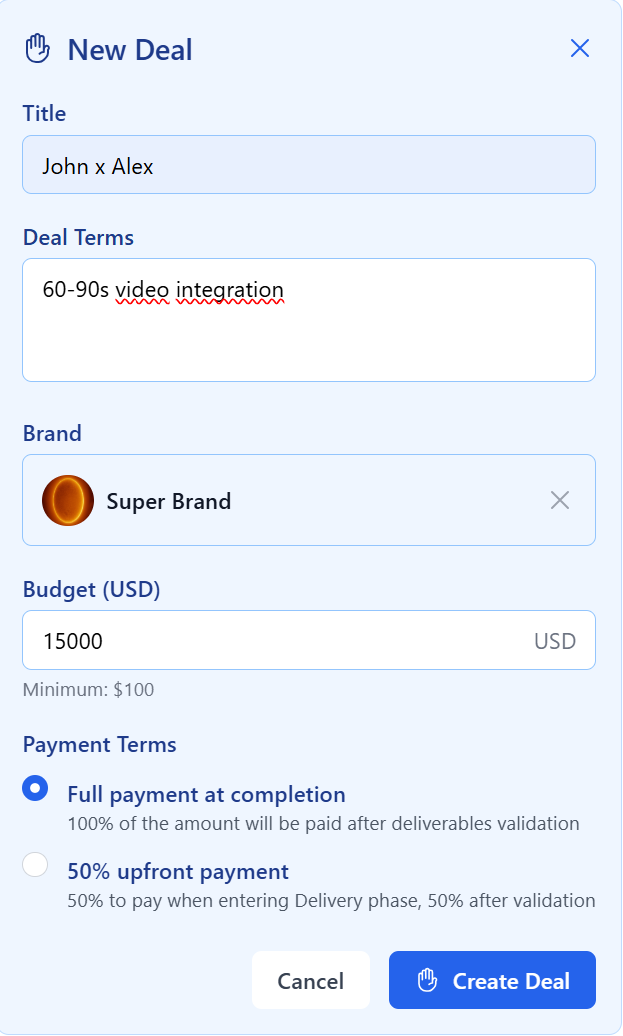 Insert the required information, then click on "Cr - Image 1