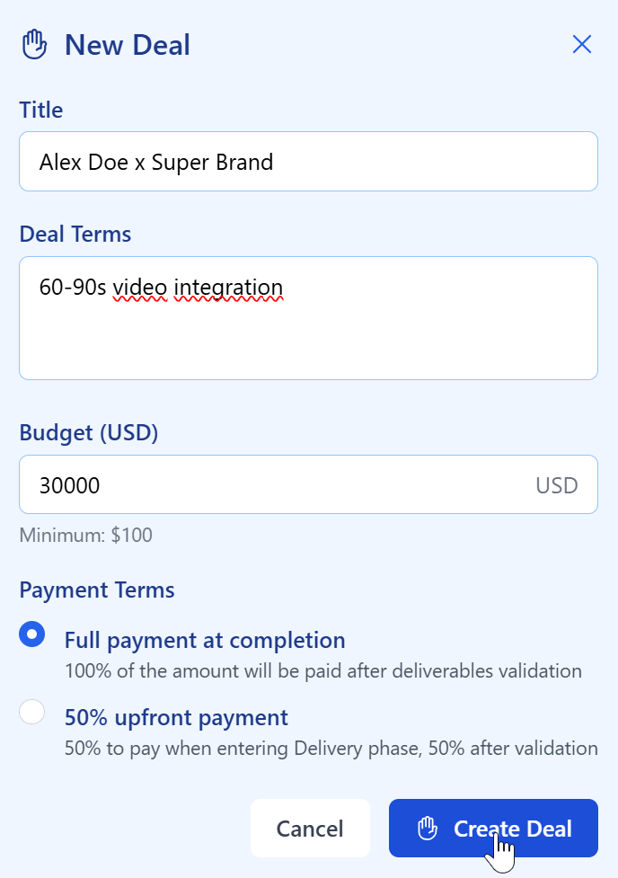 Insert the required information, then click on "Cr - Image 1