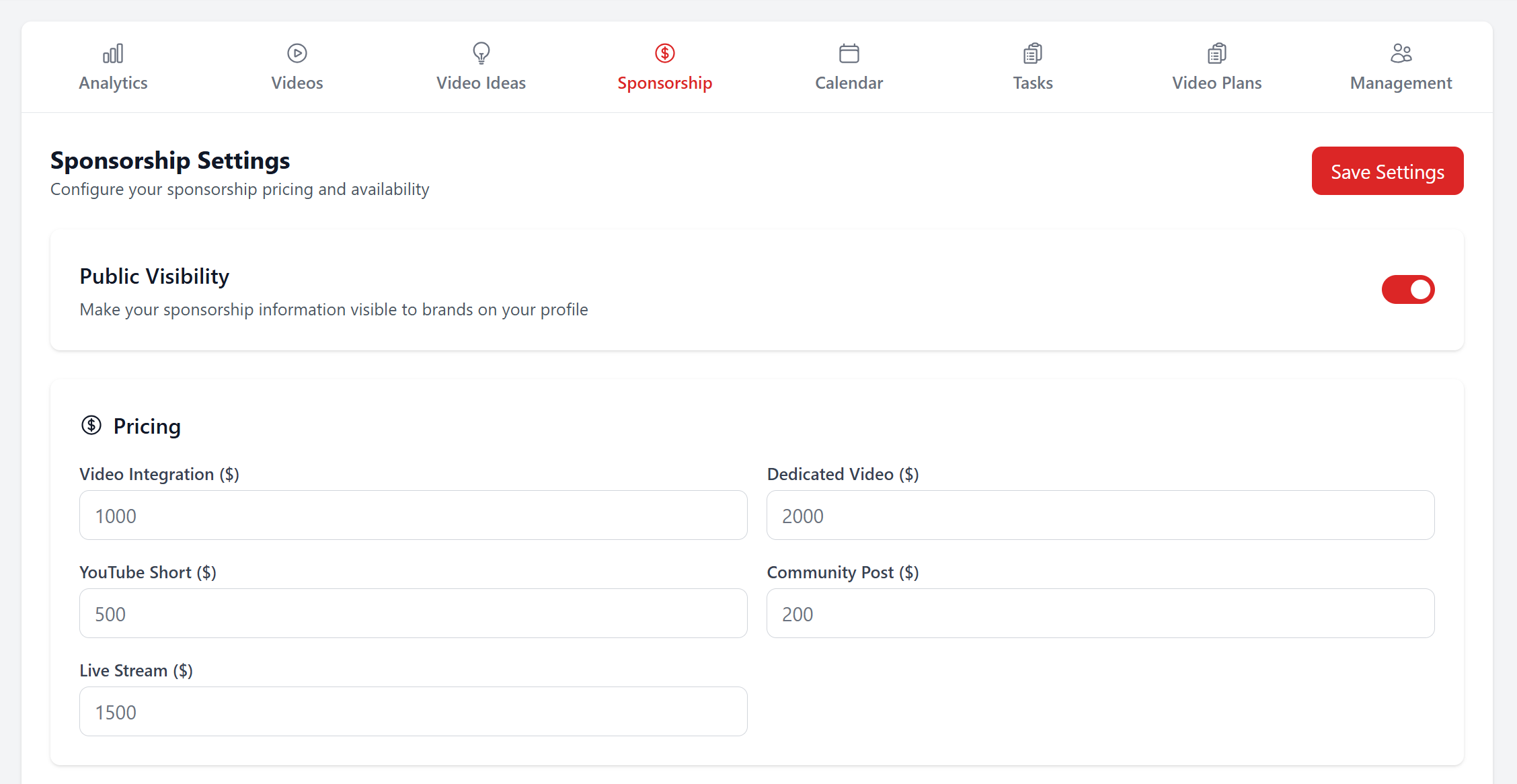 Define your sponsorship rates, availability, brand - Image 1