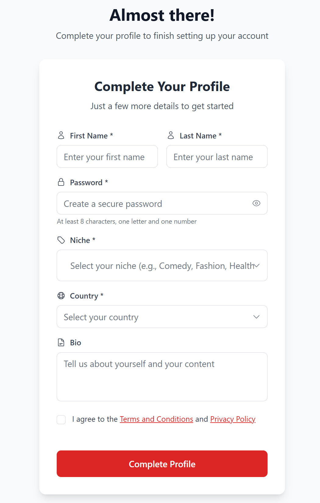 Fill in the following form - Image 1