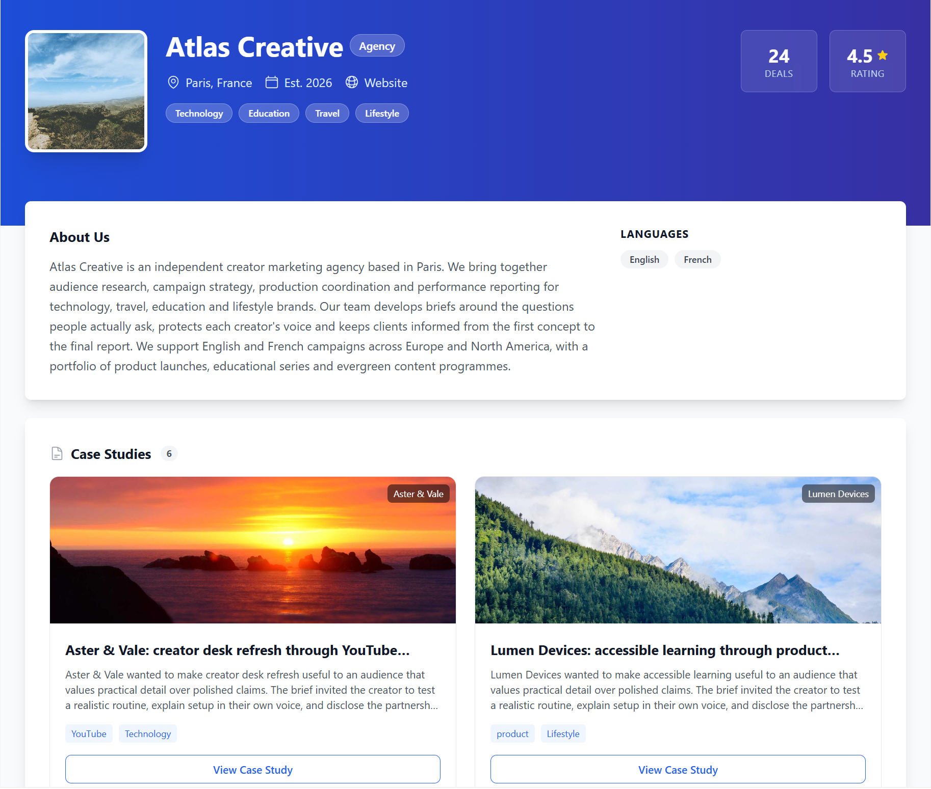 Infmap agency profile showcasing its expertise and case studies.
