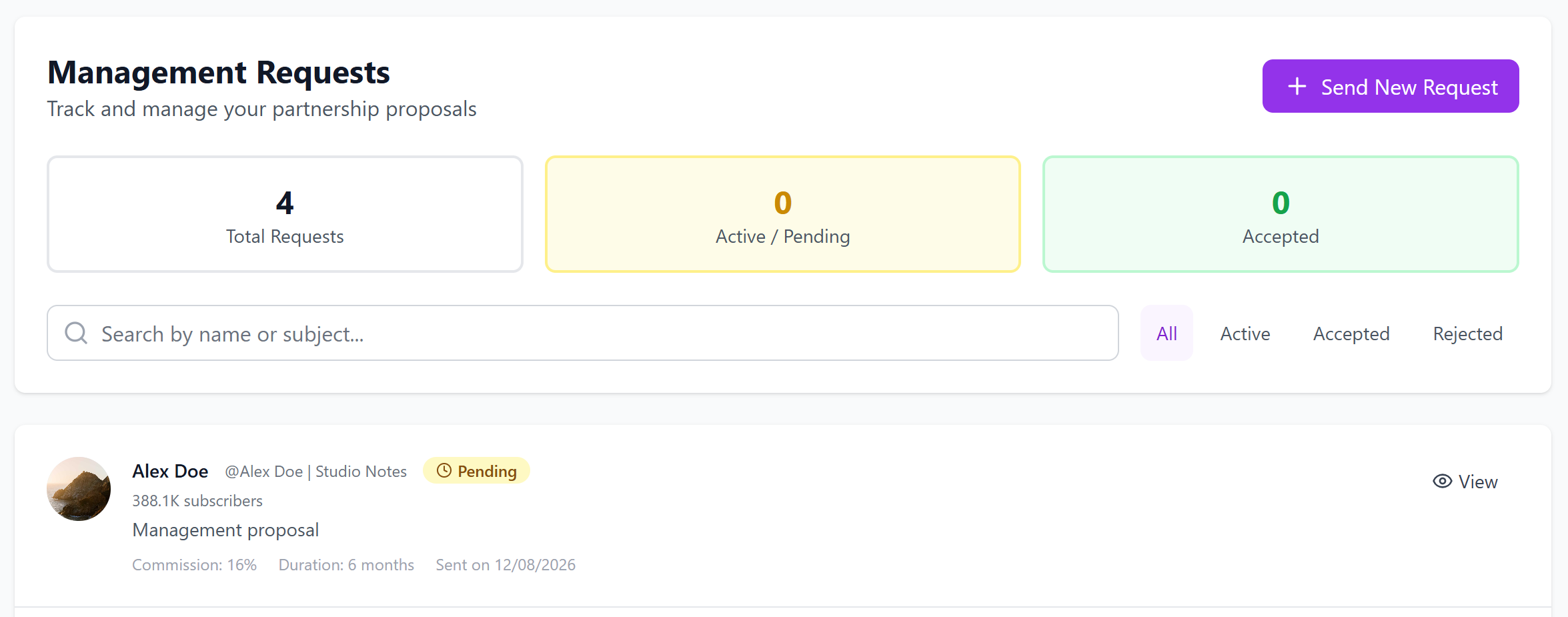 Infmap agent demo showing influencer management and representation.